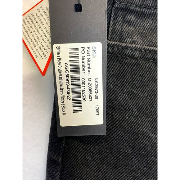 Nasty Gal Jeans NWT! Strike a Pose Distressed High Rise Mom US Size 10 Black - Picture 8 of 12